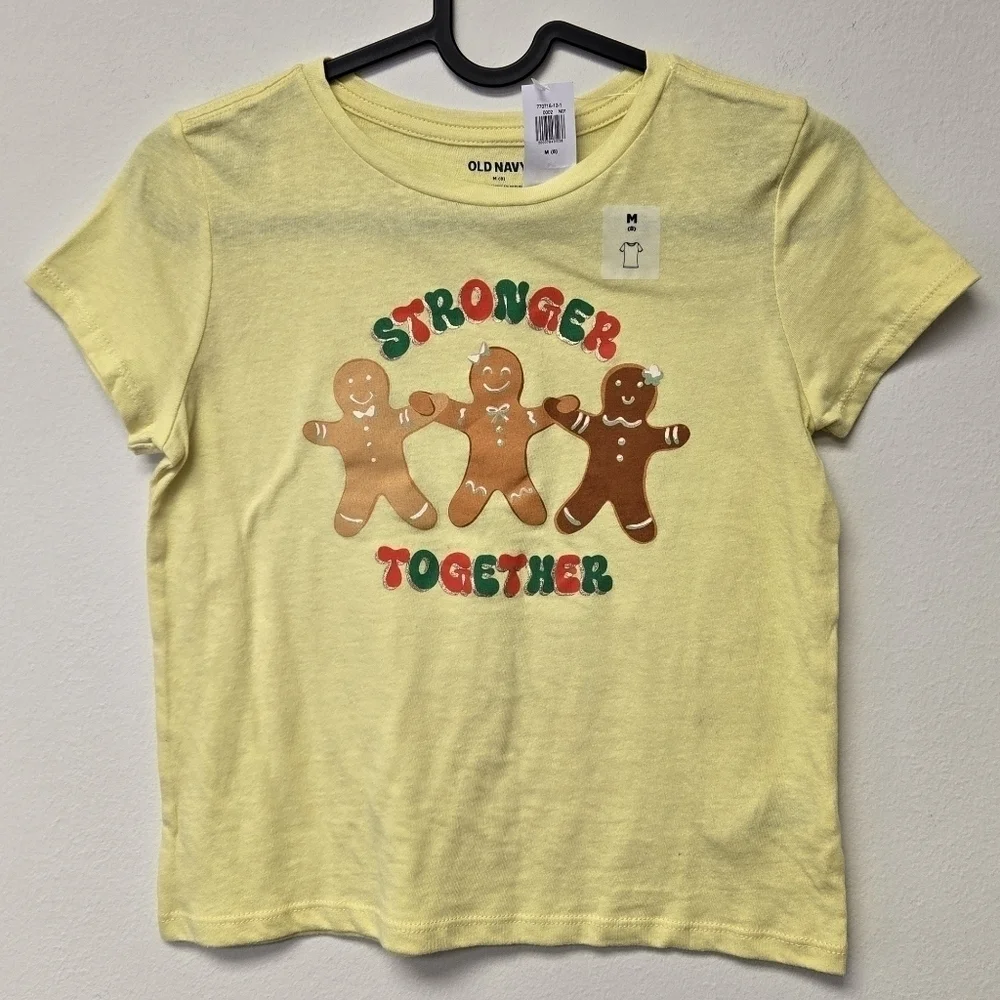 Old Navy Gingerbread Stronger Together T-shirt Yellow M (8)